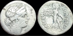 L. Hostilius Saserna 48 BC. AR Denarius (18mm, 3.5 g, 7h). Rome mint.
