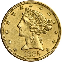 5 Dollar Liberty Head Eagle 1885 S