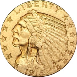 5 Dollar Indien 1915 D (OR20F-018/A1)