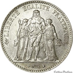 5 FRANCS HERCULE 1877 A _ AR5F-0008