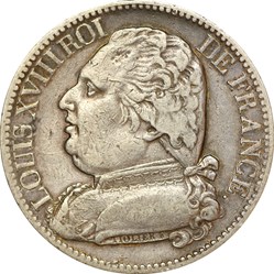 5 francs Louis XVIII-1814 K - AR5F-0004/B