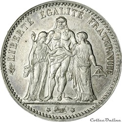 5 FRANCS HERCULE 1875 A _ AR5F-0006