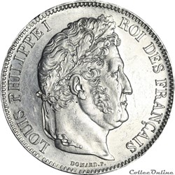 5 FRANCS Louis Philippe 1833 W _ AR5F-0020