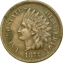 ONE CENT Indian head 1875