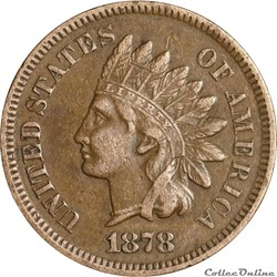 ONE CENT Indian head 1878