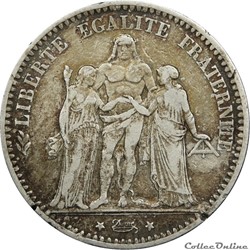 5 FRANCS HERCULE 1874 K _ AR5F-0017