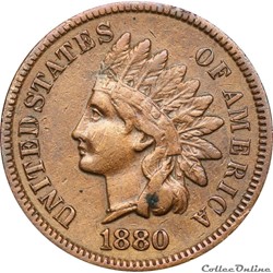 ONE CENT Indian head 1880