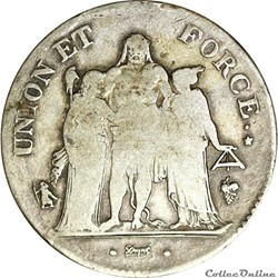 5 francs Union et Force L' AN8 - Perpignan - AR5F-0024