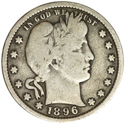 Quarter dollar Barber 1896