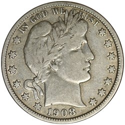 Half dollar Barber 1908 D