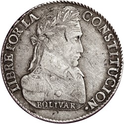 8 SOLS 1836 Bolivie République "Bolivar". AR5F-0038