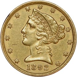 5 Dollar Liberty Head Eagle 1892
