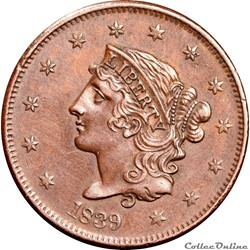 ONE CENT Variante rare 1839