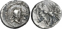 Marcus Antonius and Octavian - ugly Duckling: a Gaul mint Quinarius