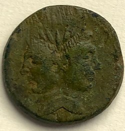 Ianus caput by Sextus Pompeius - Æ As (Januszkopf)