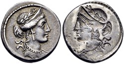 P. Licinius Crassus M.f. AR Denarius, Incusum / Brockage