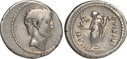 Marcus Antonius AR Denarius, struck by C. Vibus Varus, moneyer.