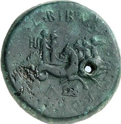 Marcus Antonius ACHAEA Æ 33 Sestertius (Δ), Fleet coinage