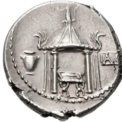 Lucius Cassius Longinus AR Denarius - Temple of Vesta