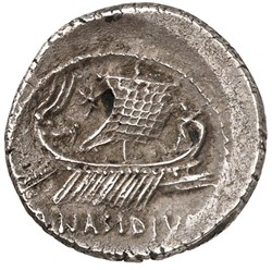 Sextus Pompeius AR Denarius AR, Cnaeus Pompeius Magnus, Q. Nasidius II (Provenance from 1930)