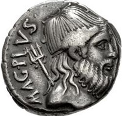 Sextus Pompeius AR Denarius, Neptune