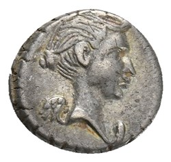 Marcus Antonius AR Quinarius, Lugdunum mint, Fulvia