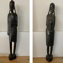 Couple Kenyan en bois noir Massaï