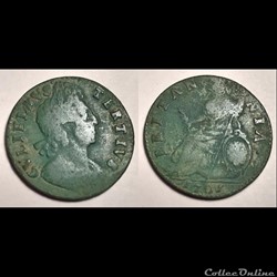 William III Halfpenny. 1701. Error in reverse legend.