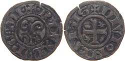 Dijon 1272-1277 denier à l'anille sur un croissant et un soleil au nom de Robert II
