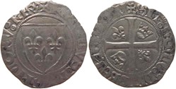 Dijon 1398-1411 blanc à l'écu dit "guénar" 2è émission type 3 variété au nom de Charles VI