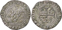 Saint Pourçain-sur-Sioule 1455 blanc aux couronnelles au nom de Charles VII, fauté