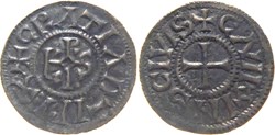 Chalon-sur-Saône 864-875 denier GRATIA DEI au monogramme de Charles II le Chauve