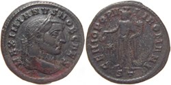autre romaine 298-299 Galère follis au revers Génie frappé à Ticinum