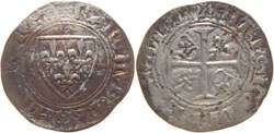 Mâcon 1390 à 1411 blanc dit "guénar" 2è émission type 3 variété "L" tréflé au nom de Charles VI