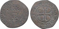 Mâcon 1421 double tournois dit "niquet" type 2 fauté variété au nom de Charles VI
