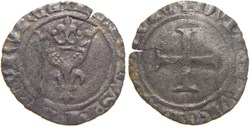 Dijon 1421 double tournois dit "niquet" variété légende "FRANC0RV" au nom de Charles VI