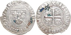 Dijon 1411-1417 blanc à l'écu dit "guénar" 4è émission fautée ducale au nom de Charles VI