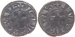 Dijon 1162-1192 denier variété nouvelle avec V de DVX sommée d'un point au nom de Hugues III
