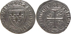 Mâcon 1390 à 1411 blanc dit "guénar" 2è émission type 3 RE+ faux pour servir au nom de Charles VI