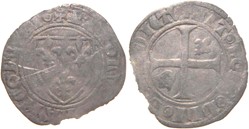 Dijon 1398-1411 petit blanc à l'écu dit "demi-guénar" 2è émission type3 variété au nom de Charles VI