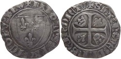 Dijon 1395-1398 blanc à l'écu dit "guénar" 2è émission type 2 au nom de Charles VI