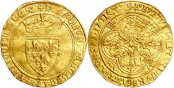 Dijon 1419 07 à 12 écu d'or à la couronne 2ème émission ducale au nom du roi Charles VI