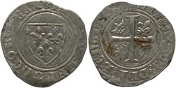 Dijon 1411-1417 blanc à l'écu dit "guénar" 4è émission ducale au nom de Charles VI