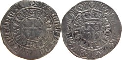 Mâcon 1413 à 1414 gros aux lis sous une couronne dit "grosus turonus" au nom de Charles VI