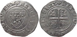 Chalon-sur-Saône 1413-1417 blanc à l'écu dit "guénar" émission ducale variété au nom de Charles VI