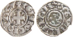 Abbaye de Tournus 1245-1250 obole au nom de Saint Valérien de type 5 aux besans