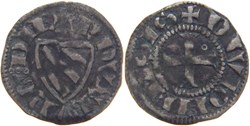 Dijon 1303-1305 denier à l'écu de Bourgogne surmonté d'une anille au nom de Robert II