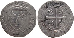 Dijon 1395-1398 blanc à l'écu dit "guénar" 2è émission type 2 fauté au nom de Charles VI
