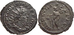 Postume 266 antoninien au revers Mercurio frappé à Trèves