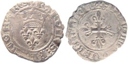 Chalon-sur-Saône 1419-08 à 09 gros dit "florette" à revers fauté non cantonné au nom de Charles VI